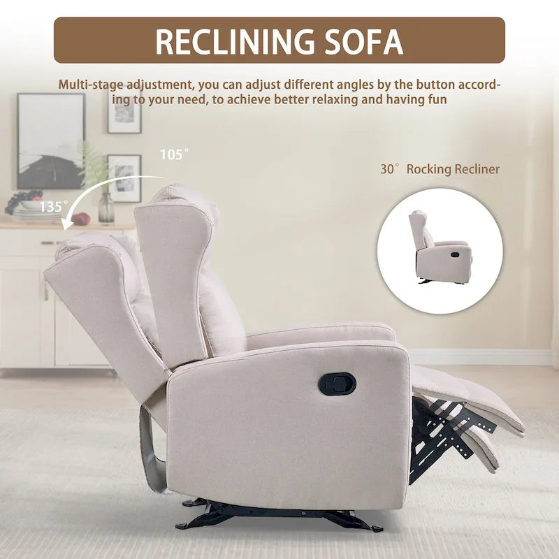 Rocking Recliner Chair for Living Room, Adjustable ern Recliner Chair, Recliner Sofa with Lumbar Support