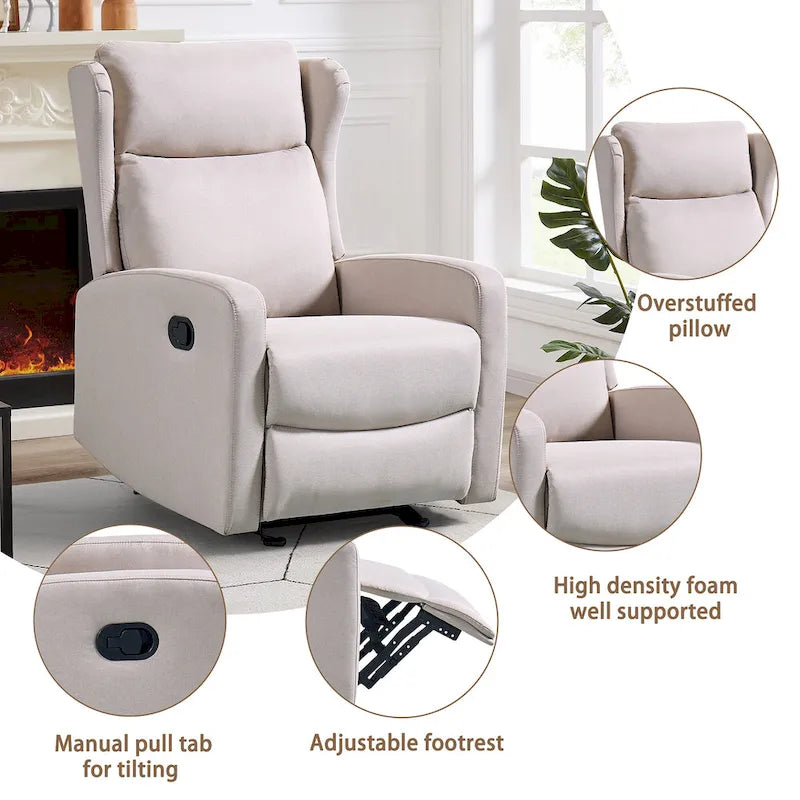 Rocking Recliner Chair for Living Room, Adjustable ern Recliner Chair, Recliner Sofa with Lumbar Support