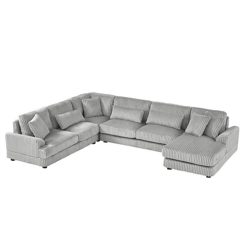Oversized U-shaped Sectional Sofa with Chaise Lounge, 129 ern Upholstered Sofa Couch, Corduroy Couch Set for Living Room