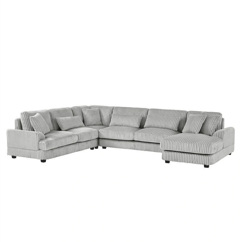 Oversized U-shaped Sectional Sofa with Chaise Lounge, 129 ern Upholstered Sofa Couch, Corduroy Couch Set for Living Room