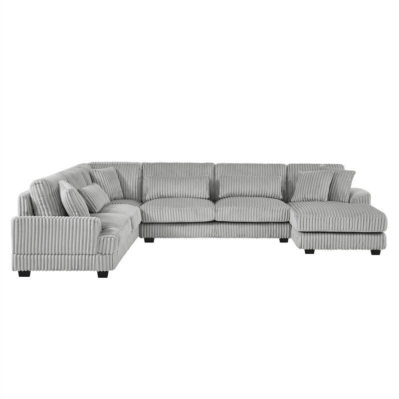 Oversized U-shaped Sectional Sofa with Chaise Lounge, 129 ern Upholstered Sofa Couch, Corduroy Couch Set for Living Room