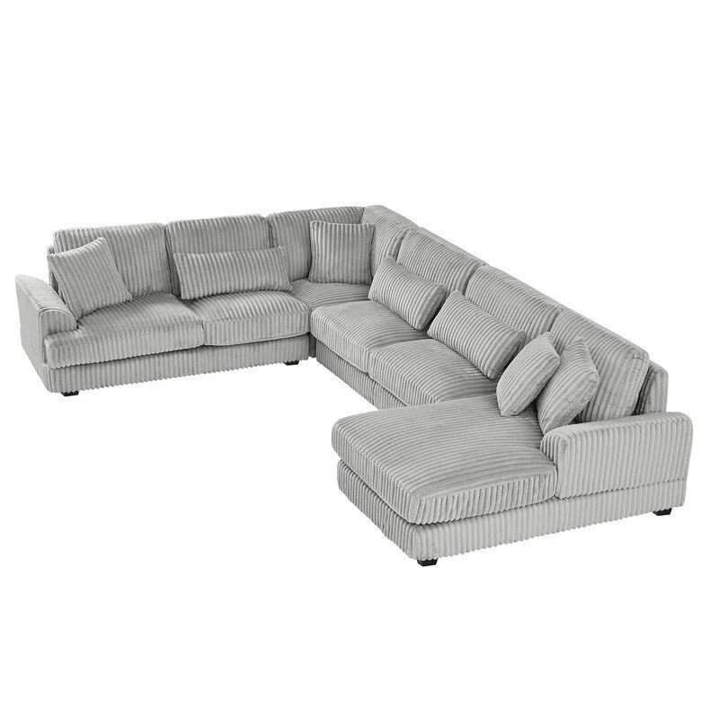 Oversized U-shaped Sectional Sofa with Chaise Lounge, 129 ern Upholstered Sofa Couch, Corduroy Couch Set for Living Room