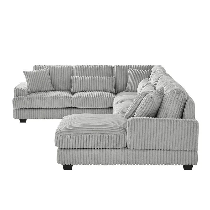 Oversized U-shaped Sectional Sofa with Chaise Lounge, 129 ern Upholstered Sofa Couch, Corduroy Couch Set for Living Room