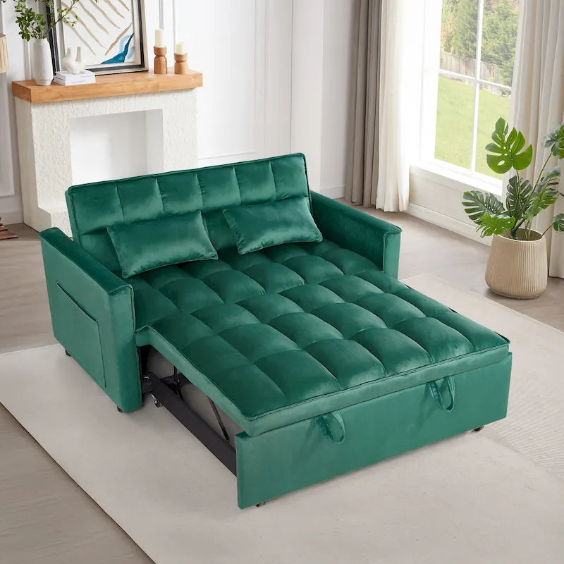 Convertible Futon Sofa Bed,Adjustable Backrest,Armrest Holders