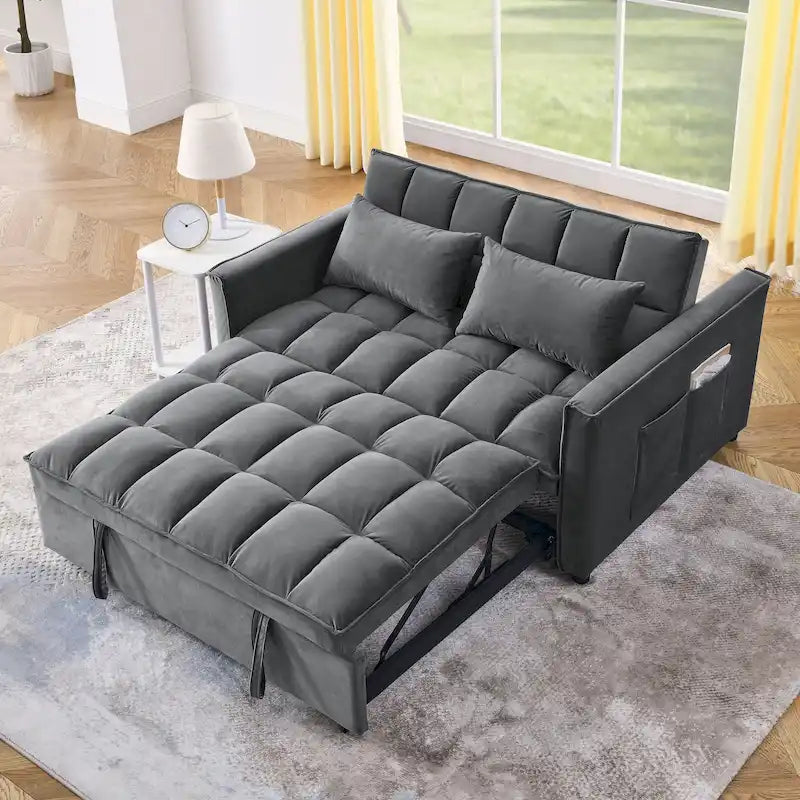 Convertible Futon Sofa Bed,Adjustable Backrest,Armrest Holders