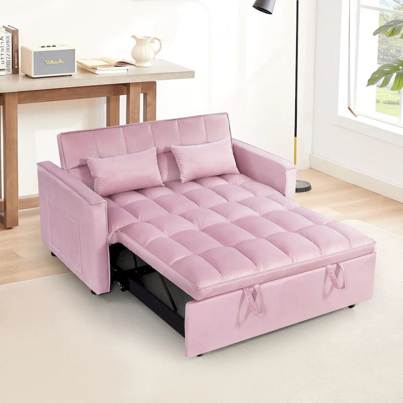 Convertible Futon Sofa Bed,Adjustable Backrest,Armrest Holders