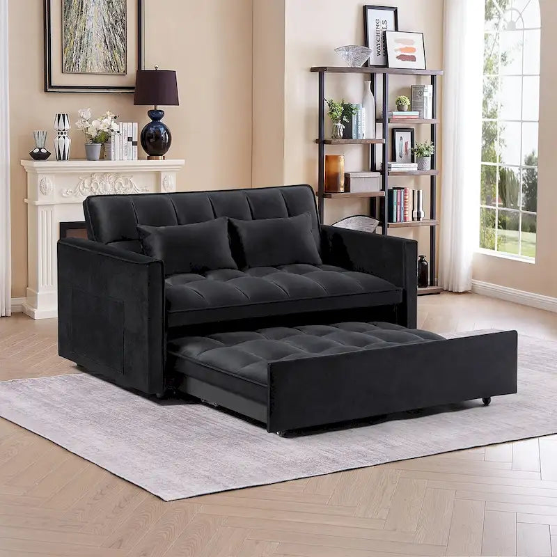Convertible Futon Sofa Bed,Adjustable Backrest,Armrest Holders