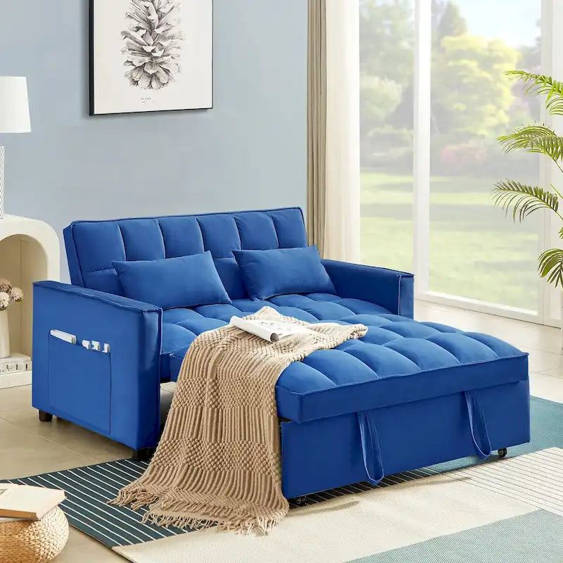 Convertible Futon Sofa Bed,Adjustable Backrest,Armrest Holders