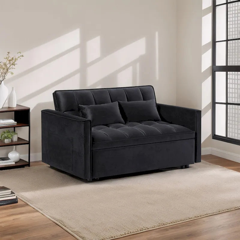 Convertible Futon Sofa Bed,Adjustable Backrest,Armrest Holders