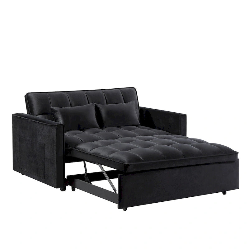 Convertible Futon Sofa Bed,Adjustable Backrest,Armrest Holders