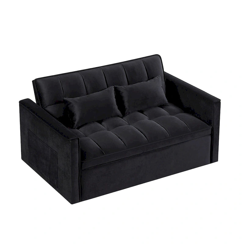 Convertible Futon Sofa Bed,Adjustable Backrest,Armrest Holders