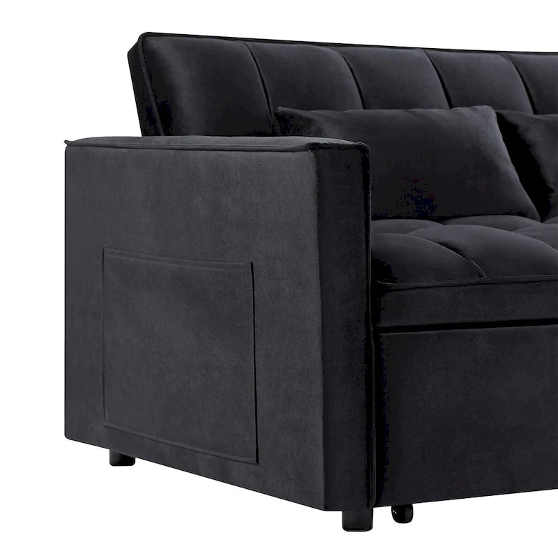 Convertible Futon Sofa Bed,Adjustable Backrest,Armrest Holders