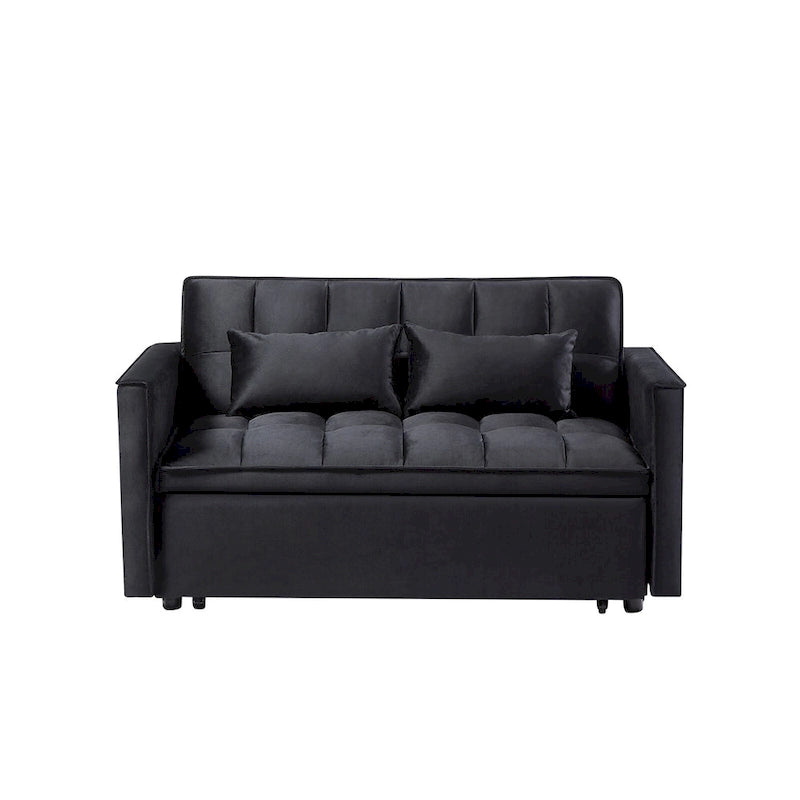 Convertible Futon Sofa Bed,Adjustable Backrest,Armrest Holders