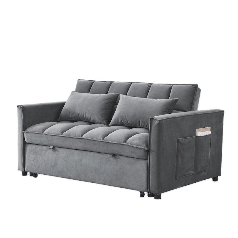 Convertible Futon Sofa Bed,Adjustable Backrest,Armrest Holders