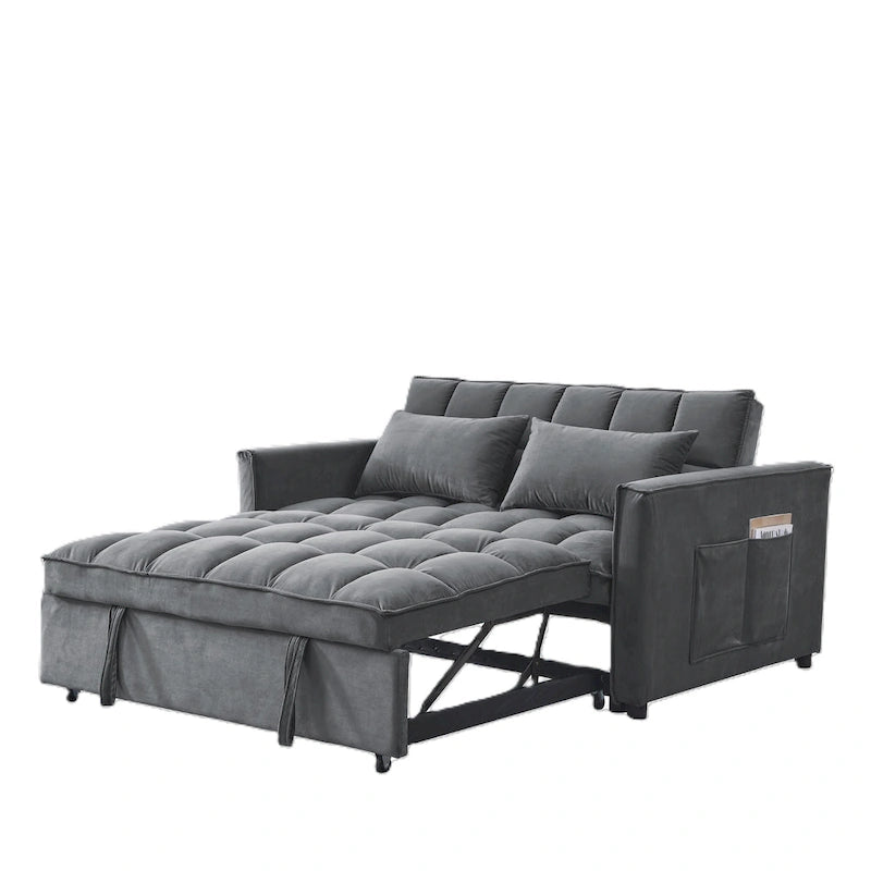 Convertible Futon Sofa Bed,Adjustable Backrest,Armrest Holders