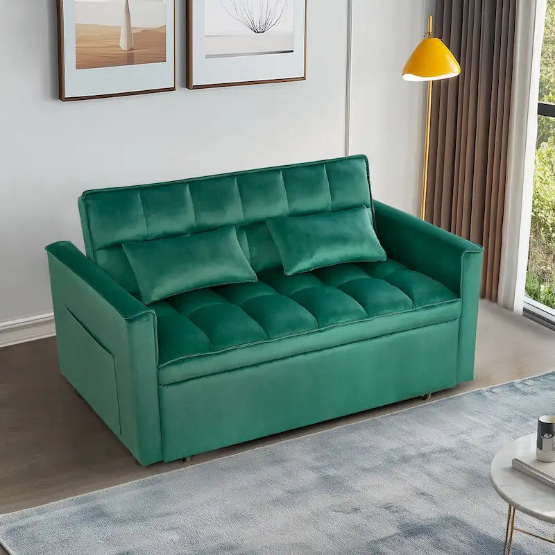 Convertible Futon Sofa Bed,Adjustable Backrest,Armrest Holders