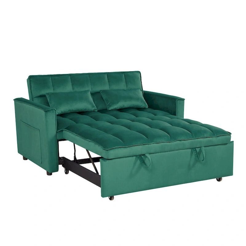 Convertible Futon Sofa Bed,Adjustable Backrest,Armrest Holders
