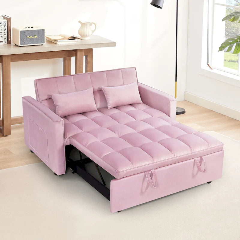 Convertible Futon Sofa Bed,Adjustable Backrest,Armrest Holders