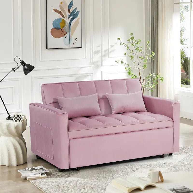Convertible Futon Sofa Bed,Adjustable Backrest,Armrest Holders