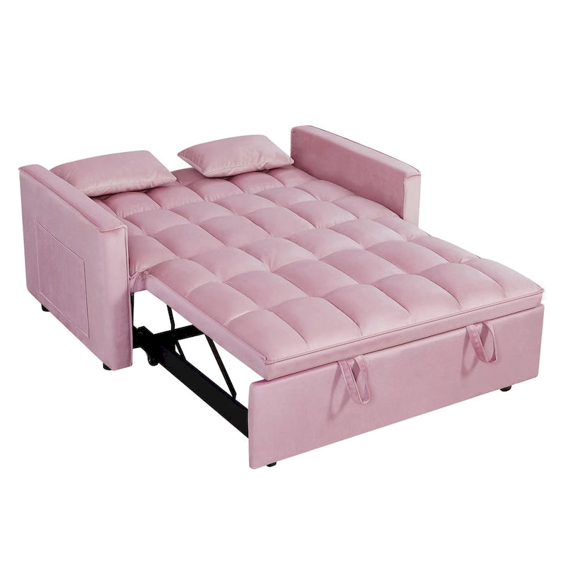 Convertible Futon Sofa Bed,Adjustable Backrest,Armrest Holders