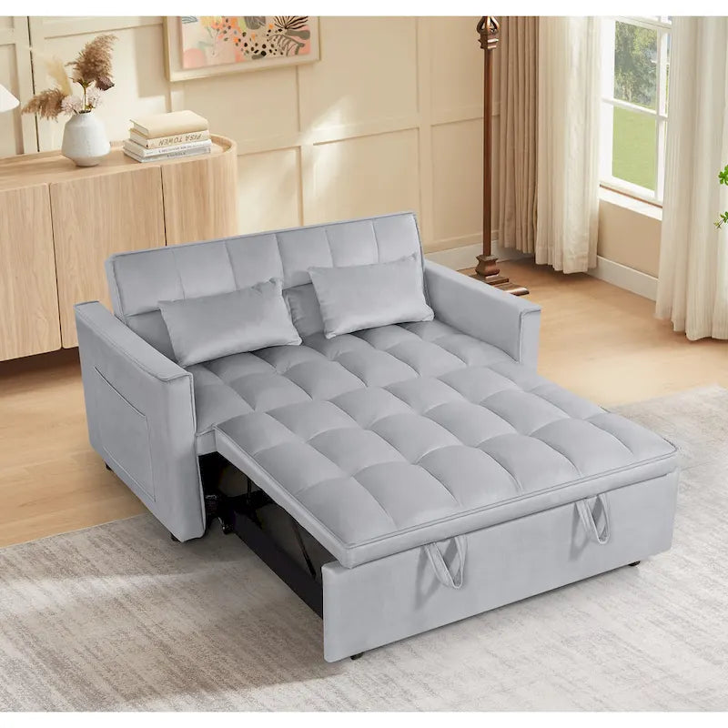 Convertible Futon Sofa Bed,Adjustable Backrest,Armrest Holders