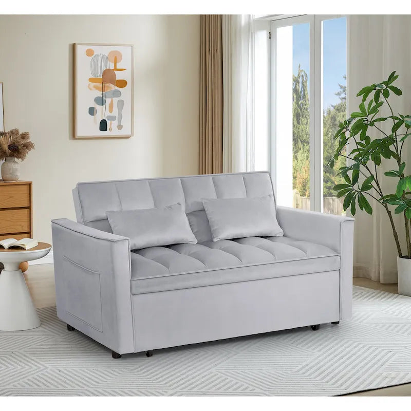 Convertible Futon Sofa Bed,Adjustable Backrest,Armrest Holders