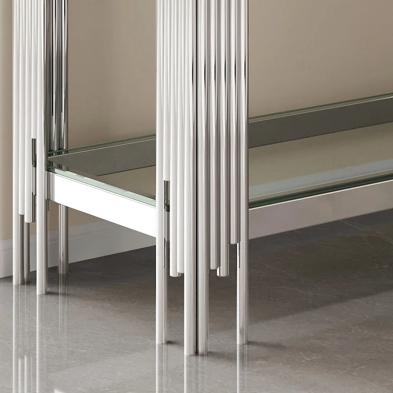 Sophisticated Double-Layer Tempered Glass Console Table