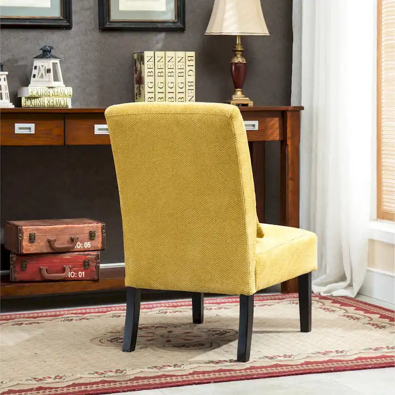 31.75 High Back Polyester Upholstered Accent Chair with Pillow and Tapered Legs