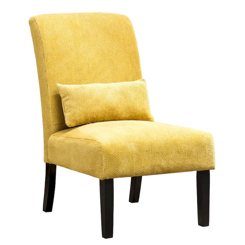 31.75 High Back Polyester Upholstered Accent Chair with Pillow and Tapered Legs