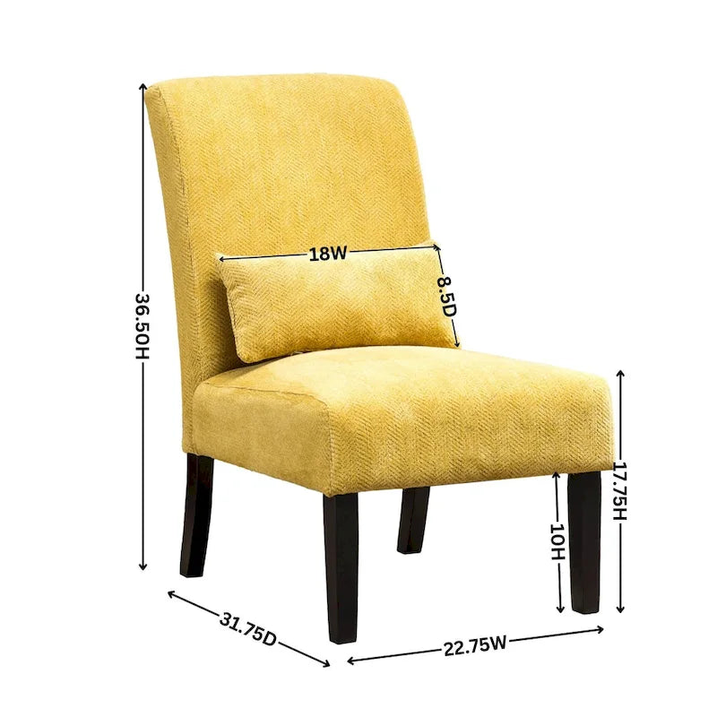 31.75 High Back Polyester Upholstered Accent Chair with Pillow and Tapered Legs