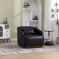 Black PU ern 31.5 Upholstered 360 Swivel Barrel Chair with Metal Base for Living Room