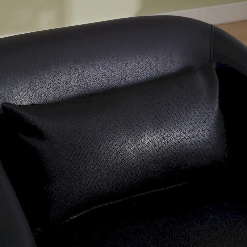 Black PU ern 31.5 Upholstered 360 Swivel Barrel Chair with Metal Base for Living Room