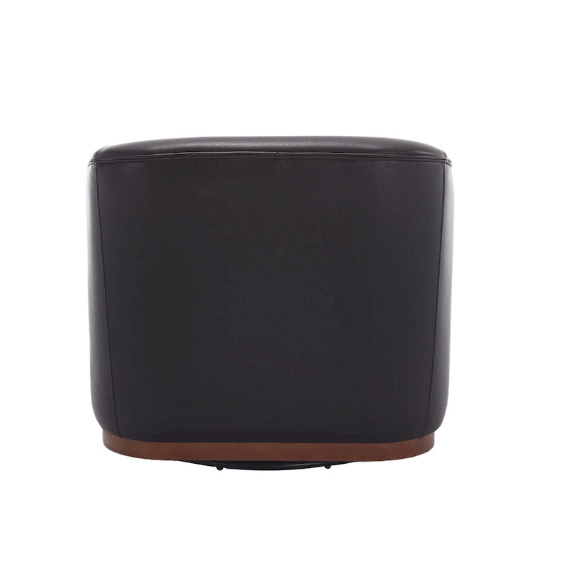 Black PU ern 31.5 Upholstered 360 Swivel Barrel Chair with Metal Base for Living Room