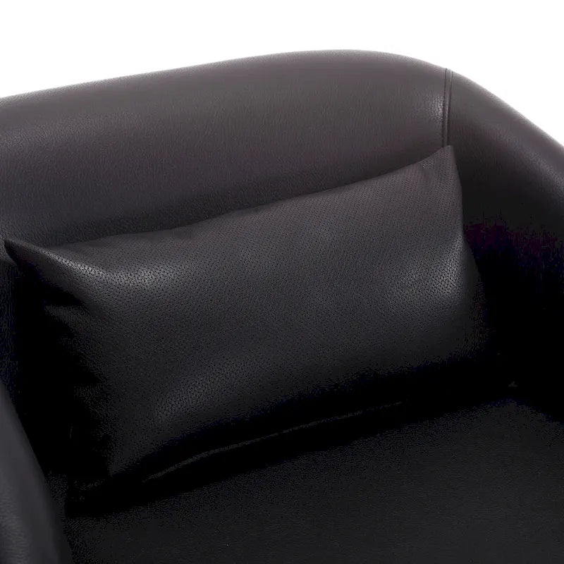 Black PU ern 31.5 Upholstered 360 Swivel Barrel Chair with Metal Base for Living Room