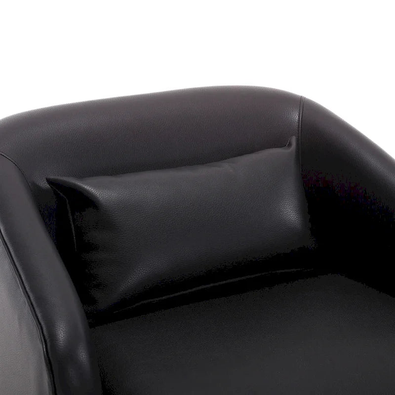 Black PU ern 31.5 Upholstered 360 Swivel Barrel Chair with Metal Base for Living Room