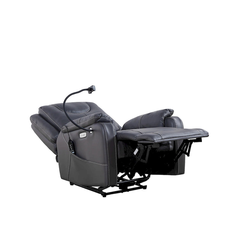 Black Power Recliner Chair, with Massage, Heating, USB Ports, Phone Holder, and Side Pockets, Adjustable Recline up to 139