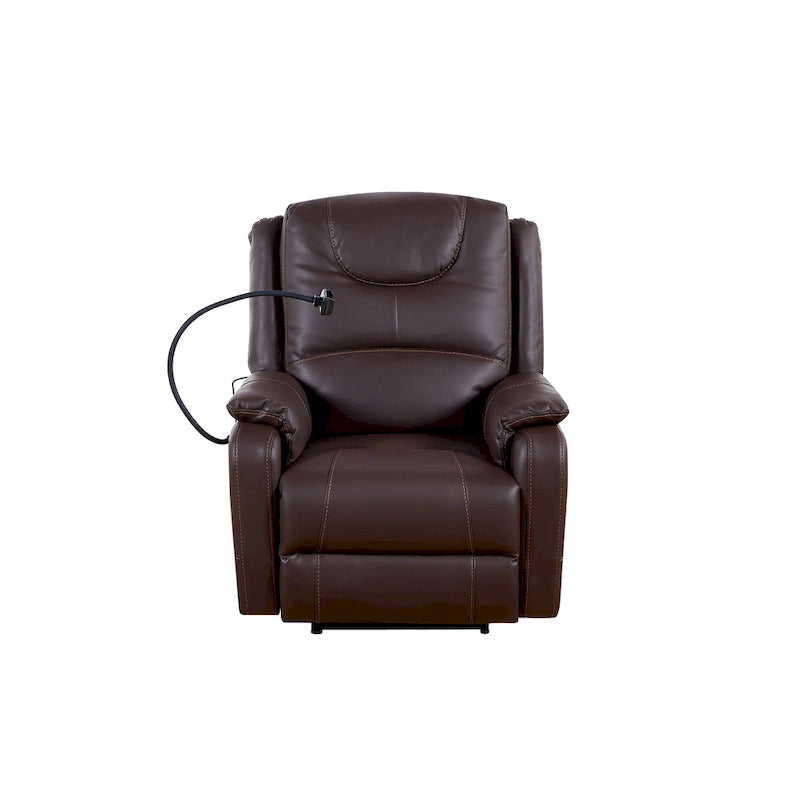 Black Power Recliner Chair, with Massage, Heating, USB Ports, Phone Holder, and Side Pockets, Adjustable Recline up to 139