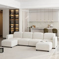 116 ular U-Shaped Velvet 6-Seat Sectional Sofa with Two Ottomans, Reversible Design for Customizable Living Space