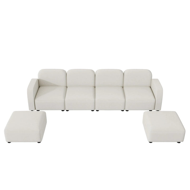 116 ular U-Shaped Velvet 6-Seat Sectional Sofa with Two Ottomans, Reversible Design for Customizable Living Space