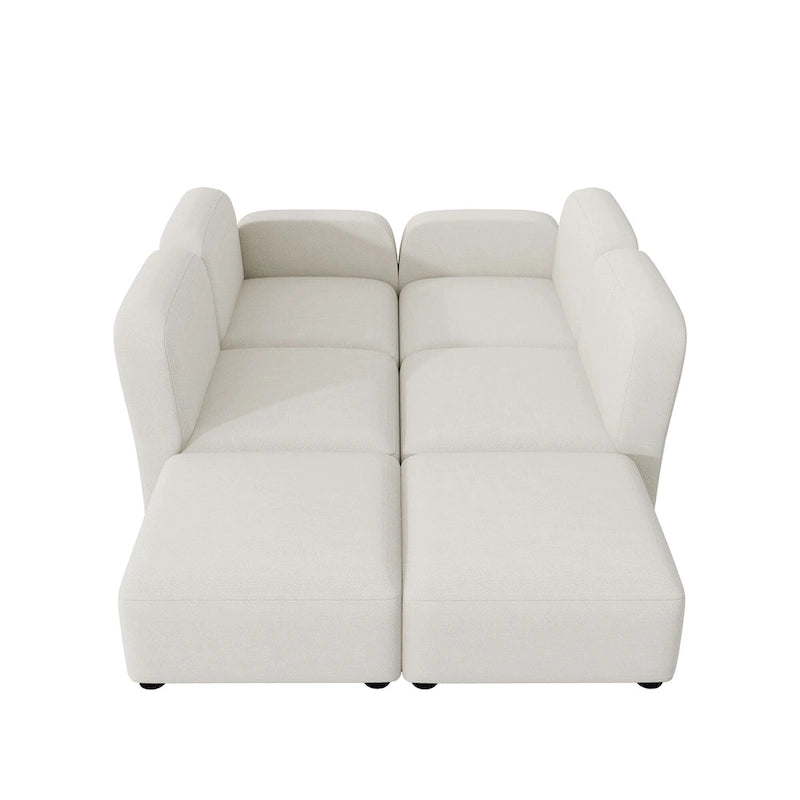 116 ular U-Shaped Velvet 6-Seat Sectional Sofa with Two Ottomans, Reversible Design for Customizable Living Space