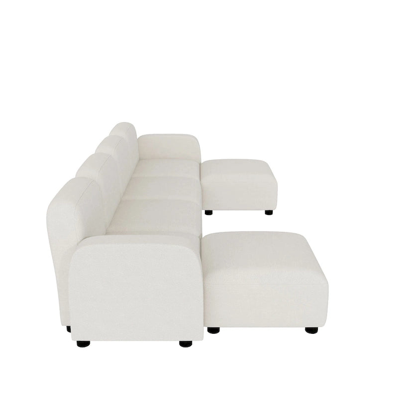116 ular U-Shaped Velvet 6-Seat Sectional Sofa with Two Ottomans, Reversible Design for Customizable Living Space