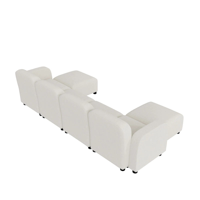 116 ular U-Shaped Velvet 6-Seat Sectional Sofa with Two Ottomans, Reversible Design for Customizable Living Space