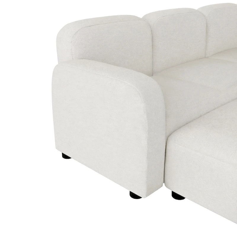 116 ular U-Shaped Velvet 6-Seat Sectional Sofa with Two Ottomans, Reversible Design for Customizable Living Space