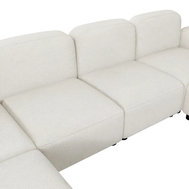 116 ular U-Shaped Velvet 6-Seat Sectional Sofa with Two Ottomans, Reversible Design for Customizable Living Space