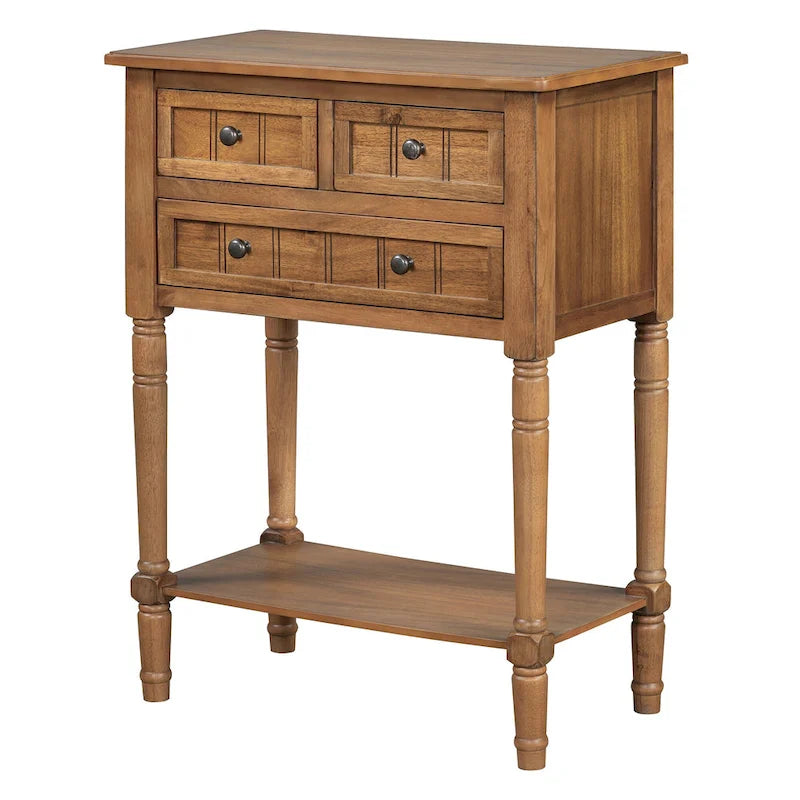 23.7 Classic Console Table with Three Storage Drawers and Bottom Shelf