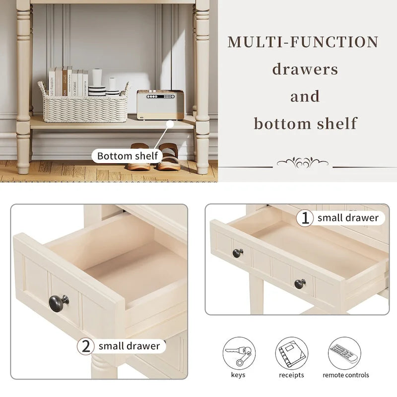 23.7 Classic Console Table with Three Storage Drawers and Bottom Shelf