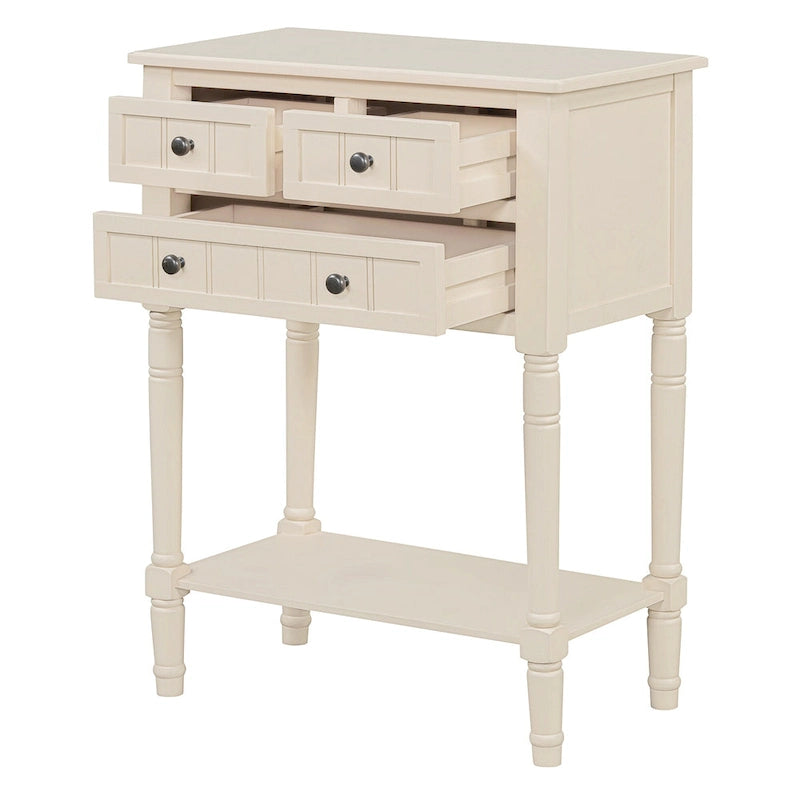 23.7 Classic Console Table with Three Storage Drawers and Bottom Shelf