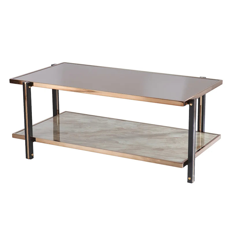 Furniture Champagne Metal with Smoked Mirror Coffee Table