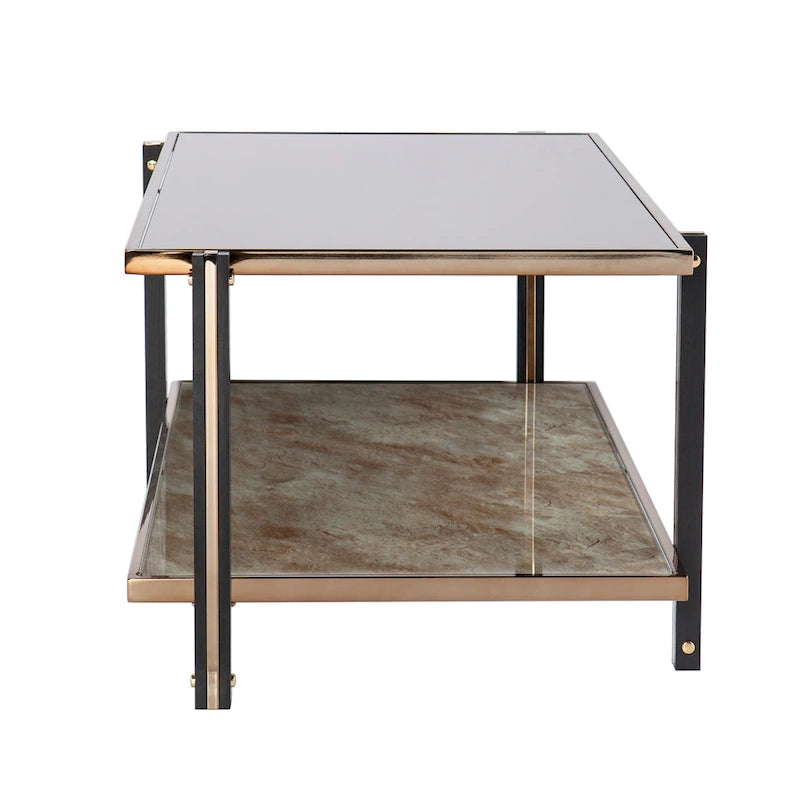 Furniture Champagne Metal with Smoked Mirror Coffee Table