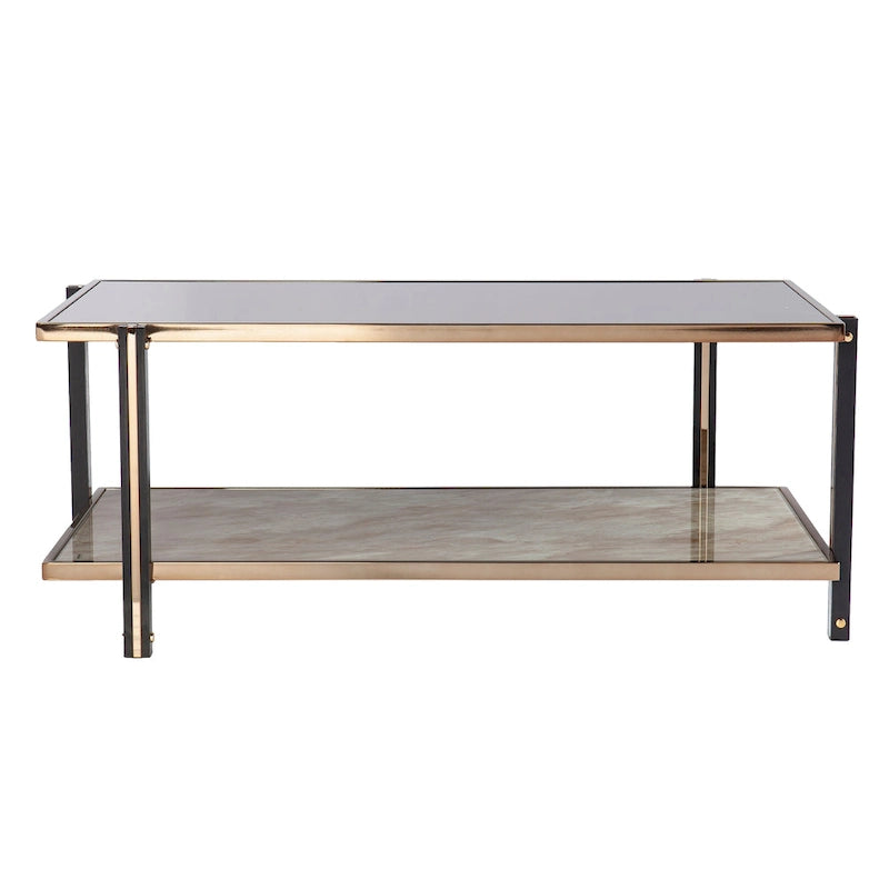 Furniture Champagne Metal with Smoked Mirror Coffee Table